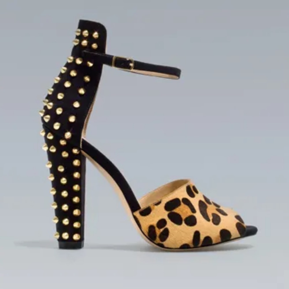 Zara studded and animal print heels